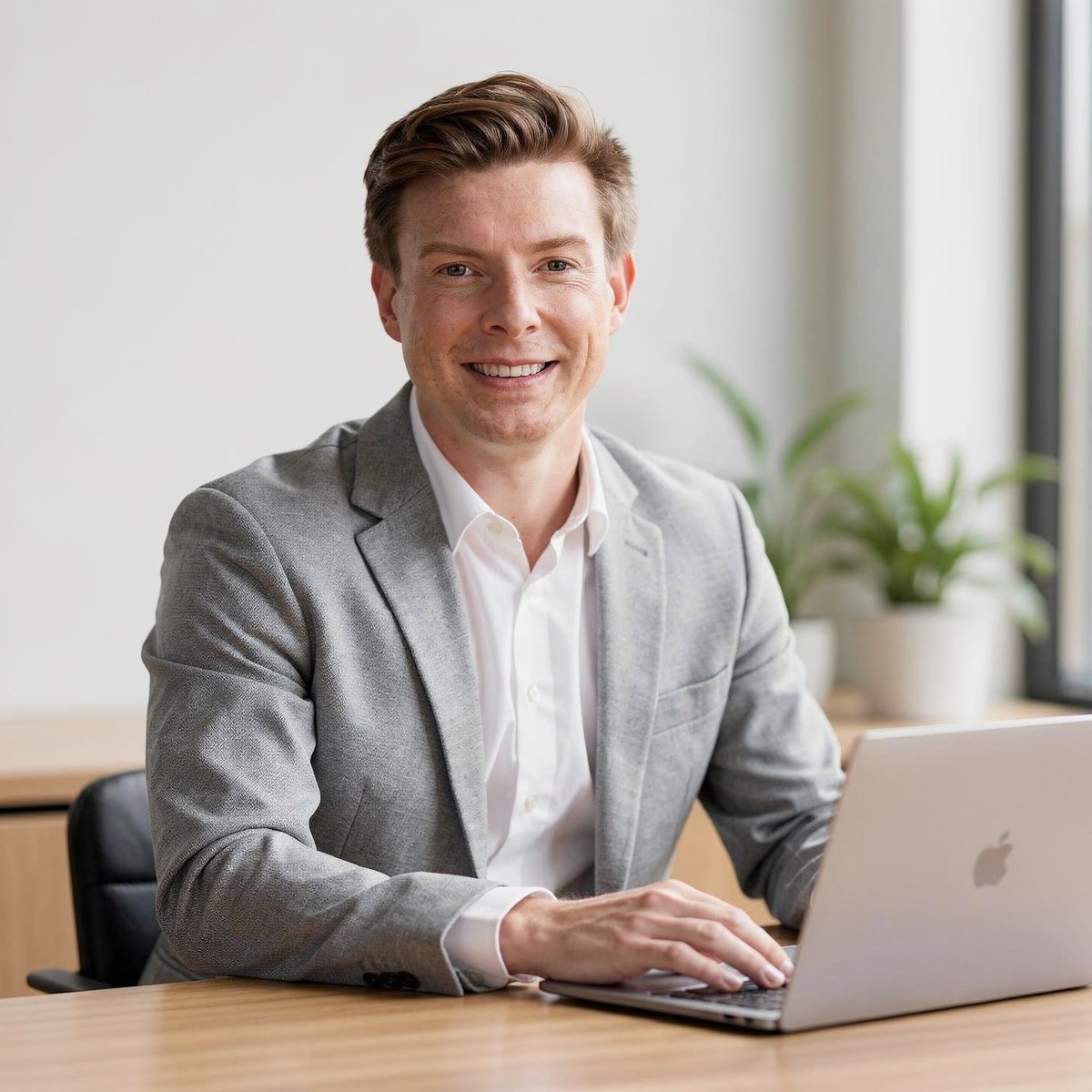 André at his desk